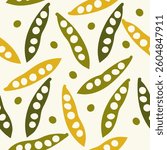 Green Pea Pod Seamless Pattern