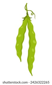 Vaina de guisante verde. Icono de verdura. Elemento para embalaje y diseño de menú. Producto ecológico verde natural saludable. Ilustración de vector