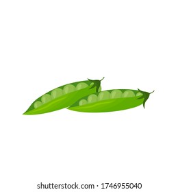 Ilustración vectorial de las vainas de arveja verde. Objeto de color plano vegetal saludable y nutritivo. Una nutrición excelente. Fuente de proteína orgánica y vitaminas aisladas sobre fondo blanco