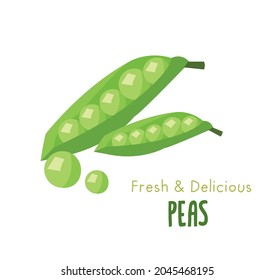 Green Pea Pods And Seeds Vector Natural Vegetable, Isolated Healthy Food. Cartoon Beans Veggies, Organic Raw Plant, Design Element, Sign On White Background