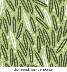 Green Pea Pods Vector Seamless Pattern