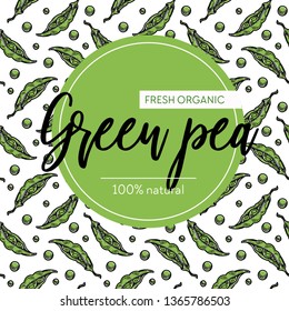 Cachorros de guisantes verdes sin soldadura vegetal cosecha de granjas cocción vectorial ingrediente de ensalada textura interminable papel tapiz vegetariano y vegetariano imprimir agricultura fondo y emblema producto natural