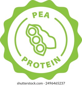 grüne Erbse Protein Umriss Symbol rund abgerundeter Kreis Abzeichen Stempel Etikett einzeln auf transparentem Hintergrund