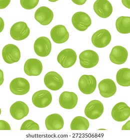 Patrón sin fisuras de guisantes verdes. Legumbres de fondo. Ilustración plana de dibujos animados de Vector.