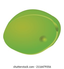 Green peach icon cartoon vector. Apricot fruit. Food plant