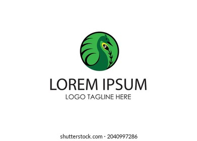 green peacock bird in circle icon for  simple flat cartoon mascot character elegance luxury spa and woman beauty care
