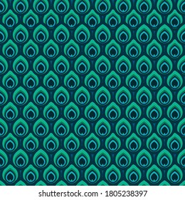 Green Peacock Seamless Pattern Design