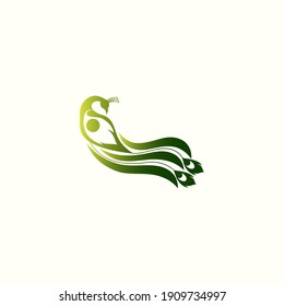 ilustración de vector pavo real verde con efecto degradado para icono, símbolo o logotipo. logotipo simple de pavo real .logotipo de pavo real plano