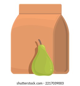 Green pear box pack icon cartoon vector. Snack meal. Water dinner