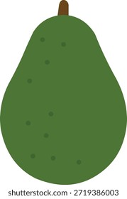 Pera verde con tallo marrón sobre fondo blanco