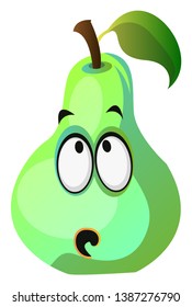 Dibujo de pera verde ilustración de pensamiento facial vector de fondo blanco