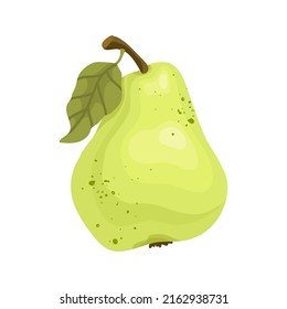 Green pear. Cartoon vector graphics.