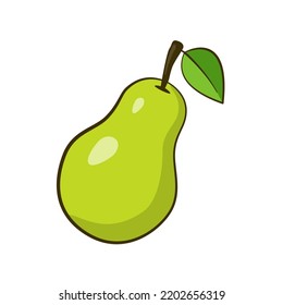 Green pear. Cartoon. Vector illustration