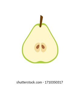Green pear in cut flat design. Vector illustration isolated on white background