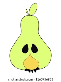 green pear with eyes and mustache vector