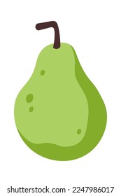 Green pear flat icon Balanced nutrition Tasty lunch snack. Vector illustration
