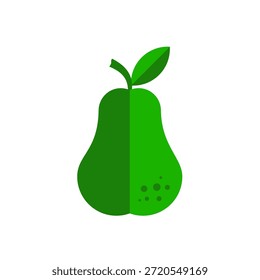 Fruta de pera verde, icono de Vector de estilo plano	