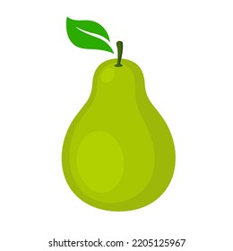 Green pear fruit flat vector illustration logo icon clipart