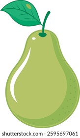 Green Pear Fruit Flat Vector Illustration | Logo Icon | Clipart Design