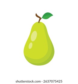 Green pear fruit flat vector design on a white background