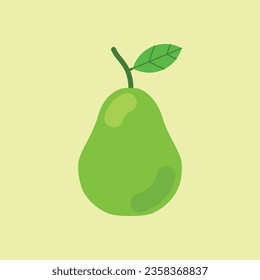 Icono de la pera verde aislado en fondo amarillo. Ilustración vectorial.
