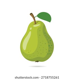 Fruto de pera verde aislado Vector de ilustración de alimentos frescos
