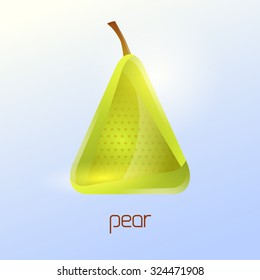 Green pear and healthy fruit design in triangular style for logo, menu, brochure, vector illustration template
