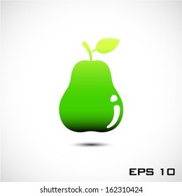 green pear icon, isolated vector symbol 