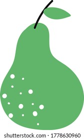 Green pear icon,vector illustration in doodle style, cartoon. doodle illustration for kids
