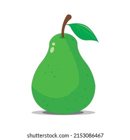 Green pear illustration on white background