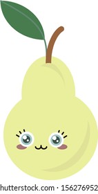 Green pear, illustration, vector on white background.