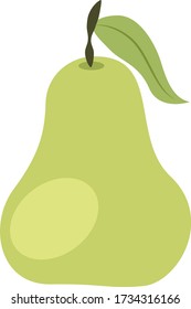 Green pear illustration, vector on white background