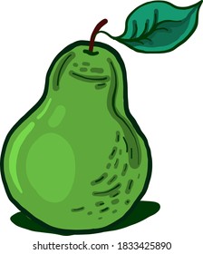 Green pear, illustration, vector on white background