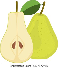 Green pear, illustration, vector on white background