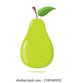 Green pear isolated on white background. Vector illustration. Cut green pear