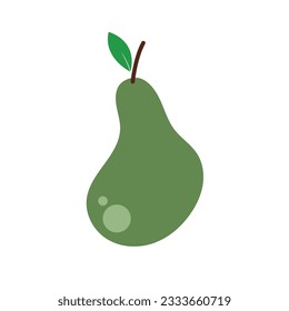 Green pear isolated on white background. Vector illustration. Cut green pears