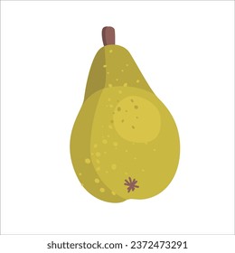 Green pear isolated on white background. Vector illustration. Cute green pear