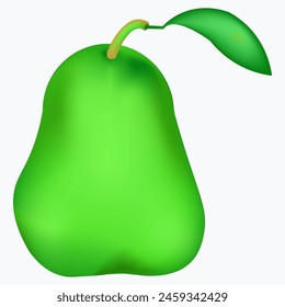 Green pear isolated on white background. Vector illustration.