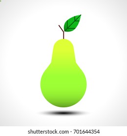 Green pear isolated on white background. Vector illustration