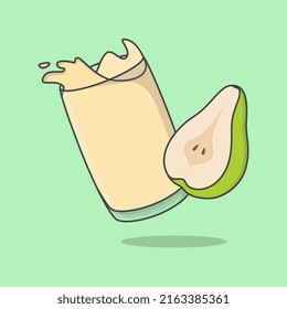 Ilustración del vector de dibujos animados de jugo verde de oso. Contorno de icono plano de jugo de oreja fresco