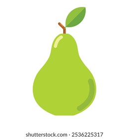 Green pear with leaf fruit con. Vector illustration.