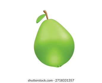 Grüne Birne mit Blatt-Symbol 3D-Rendering-Illustration