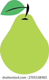 grüne Birne mit grünen Blättern