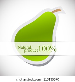 Green pear on gray background. Ecology concept