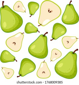 Patrón transparente de perla verde en la ilustración de fondo blanco