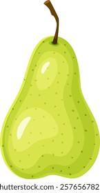 Green pear with stem and textured skin, creating a fresh and healthy image ideal for promoting natural food, healthy diets, or illustrating recipes