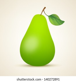 Green pear. Vector illustration created using gradient meshes.