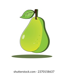 Green Pear vector illustration. Seasonal fruit icon vector illustration.