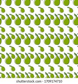 Papel pintado de pera verde, ilustración, vector sobre fondo blanco.