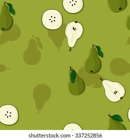 Green pears seamless vector background